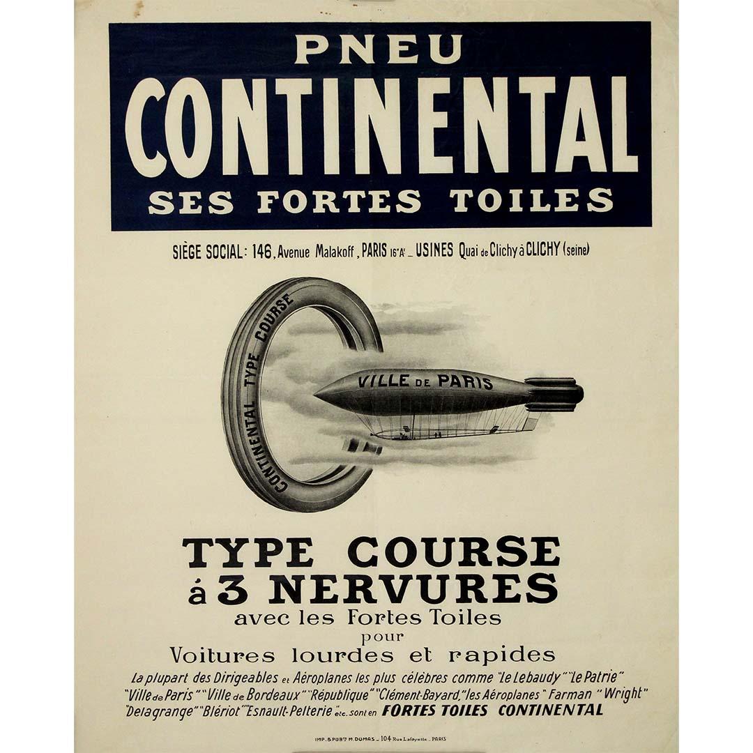 Vintage advertising poster promotes Continental's durable strong fabrics tire - Print by Unknown