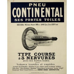 Antique advertising poster promotes Continental's durable strong fabrics tire