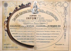 Vintage Insurance Certificate - Offset Print on Cardboard - 20th Century