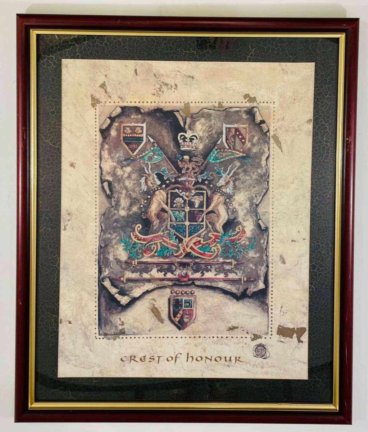 Grande estampe d'armoiries royales anglaises d'époque, une paire en vente 2