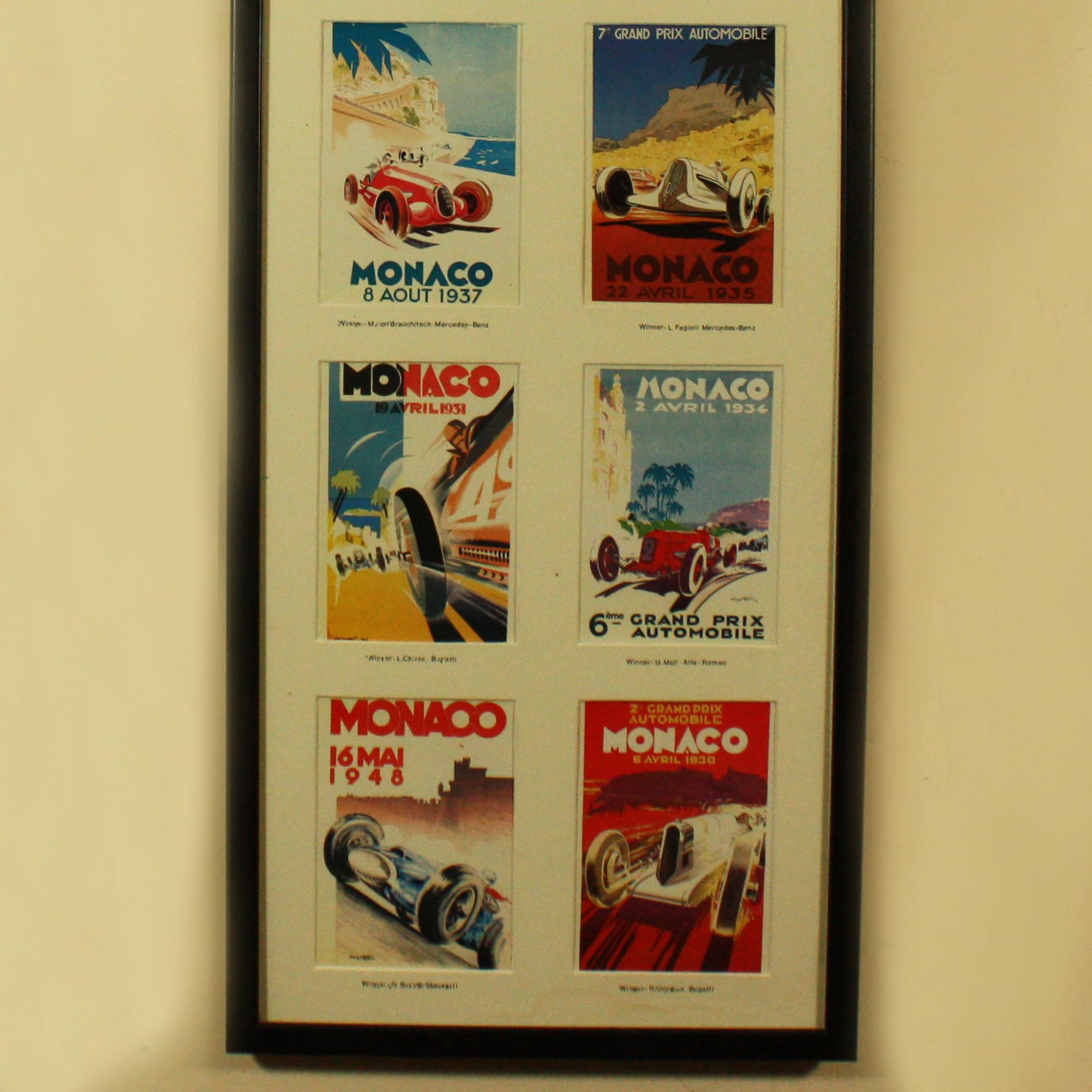 Vintage Monaco Grand Prix Postcards - Beige Figurative Print by Unknown