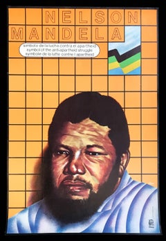 Retro Nelson Mandela protest poster (Cuba)