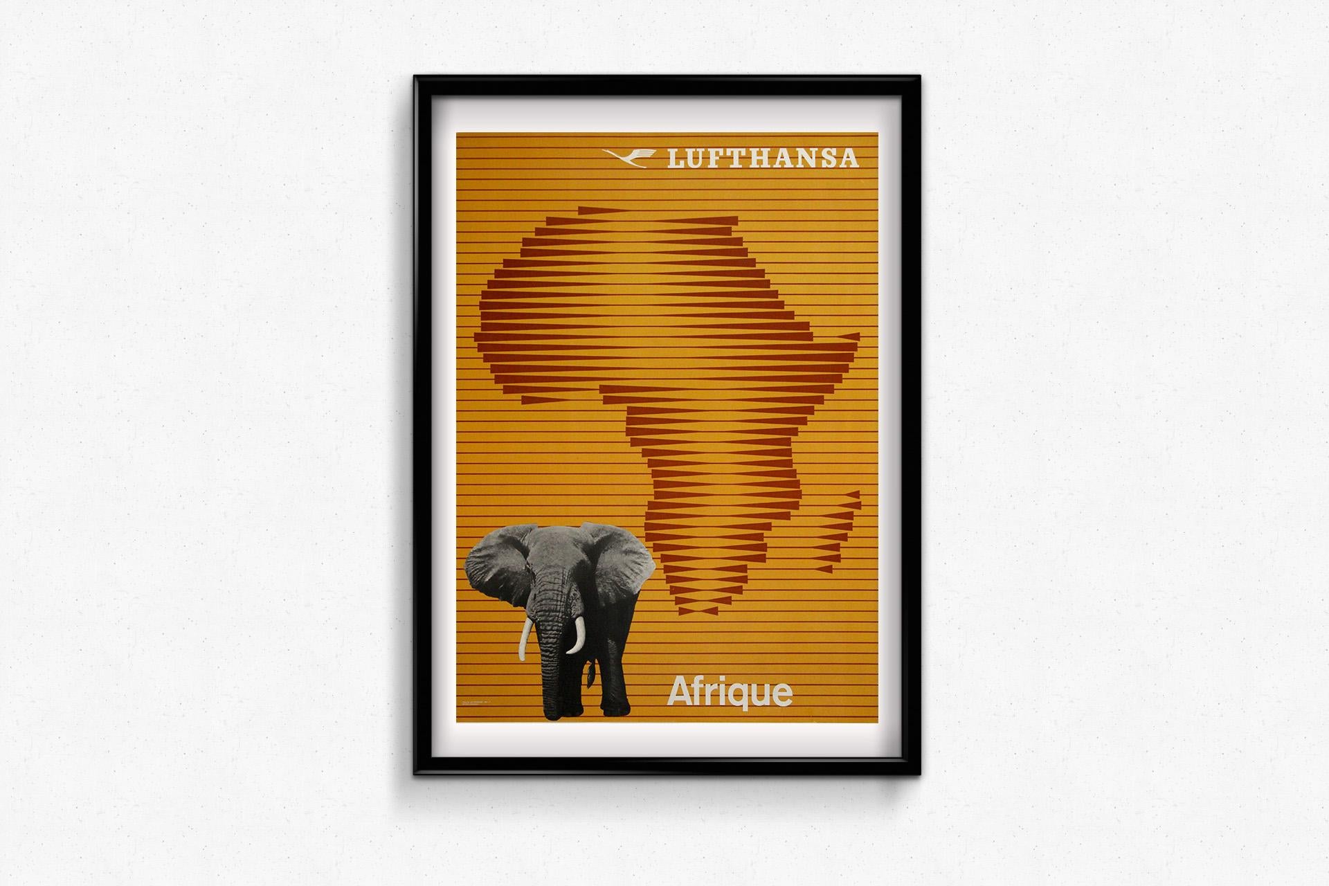 Vintage original Lufthansa travel poster from the 1960s - Afrique For Sale 2