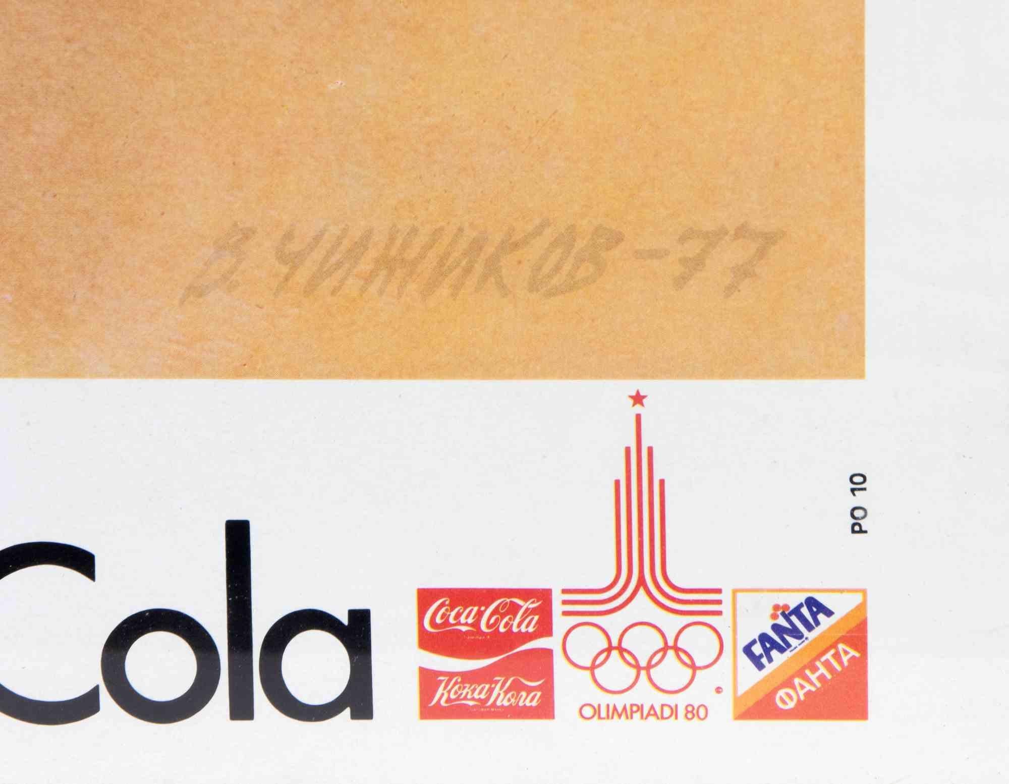 Vintage Poster Olympic Games Moscow Sponsored by Coca Cola - 1980 - Contemporary Print by Unknown