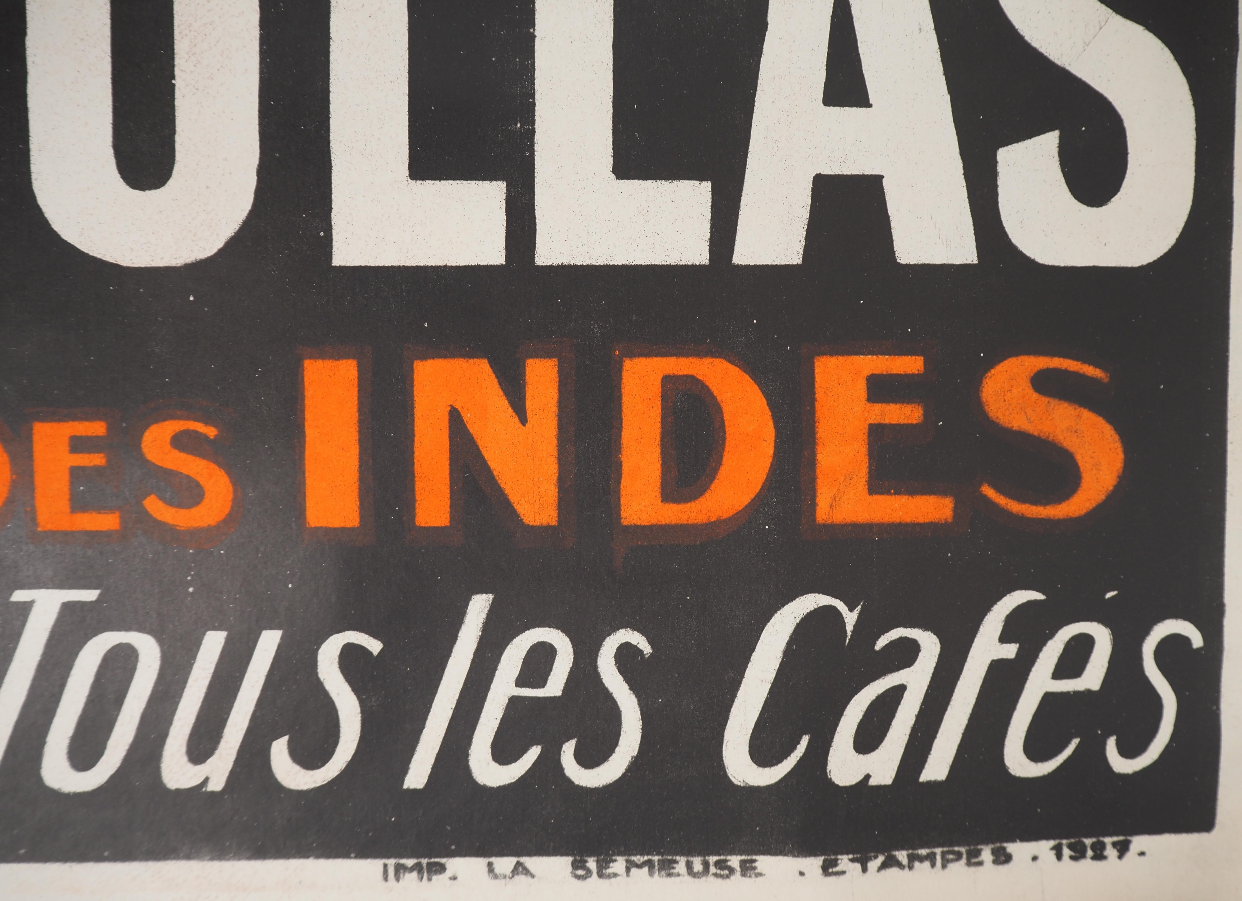 VINTAGE POSTER - Litografía Original : Café Collas (India) - Elefante - 1927 en venta 6