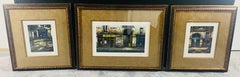 Vintage Print of Parisian Street Scenes, Signed and Numbered, a Set of Three