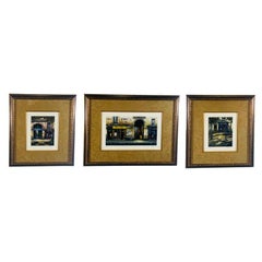 Vintage Print of Parisian Street Scenes, Signed and Numbered, a Set of Three