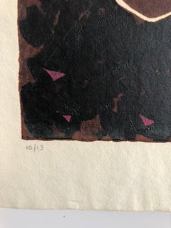 Vintage Vibrant Mod Mythological Dragon Psychedelic Woodblock Woodcut Print