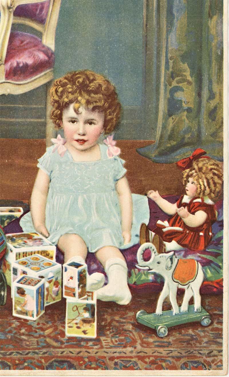 Besuchen Sie unser Original-Vintage-Chomolithographie-Poster aus der Spielzeugabteilung (Art nouveau), Print, von Unknown