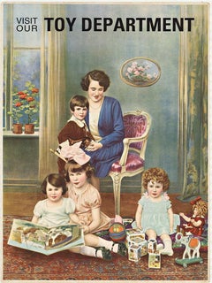 Visita il nostro Reparto Giocattoli poster cromolitografico originale d'epoca