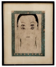 FACE OF EURA STORM - Lithograph on paper, Dino Buzzati 1969