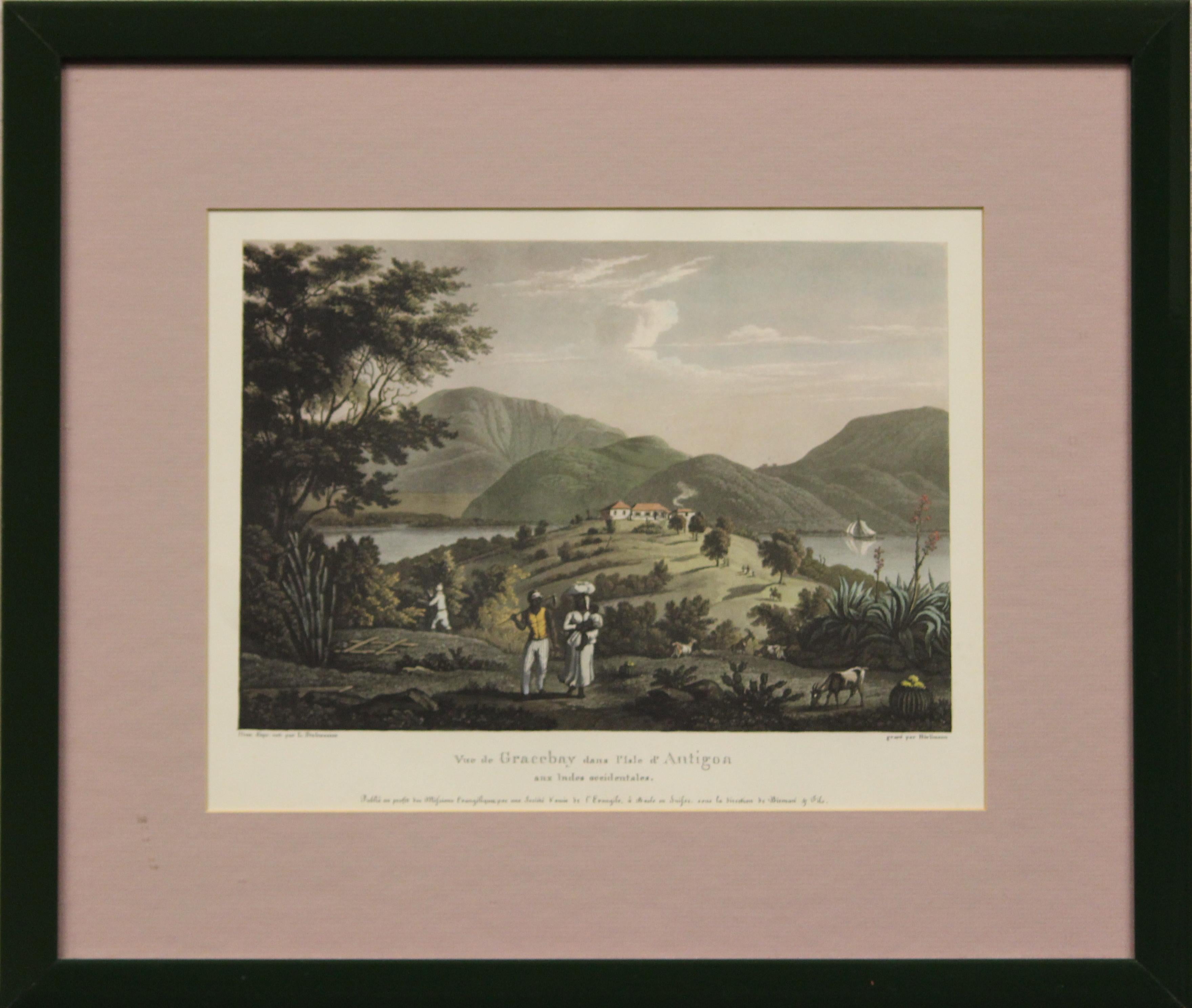 "Vue De Gracebay Dans l'Isle D'Antigoa" Hand-Colour Plate - Print by Unknown