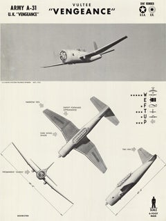 Vultee "Vengeance" original World War 2 original vintage spotter plane poster