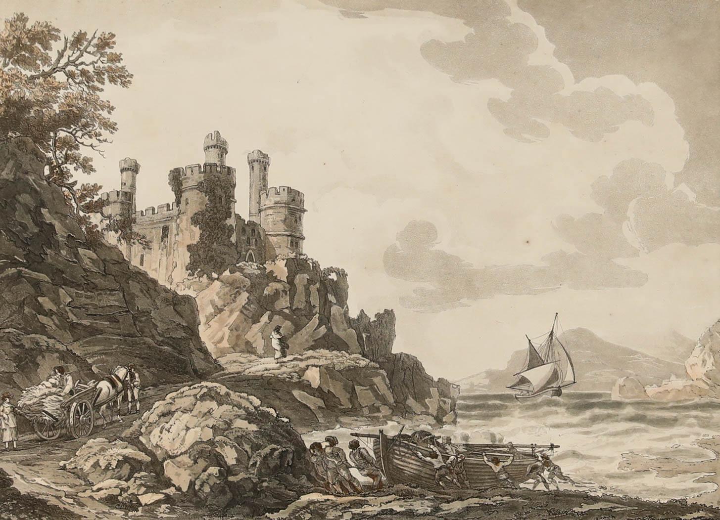 W. Pickett and J. Clarke after P.J. de Loutherbourg - Etching, Conway Castle - Print by Unknown