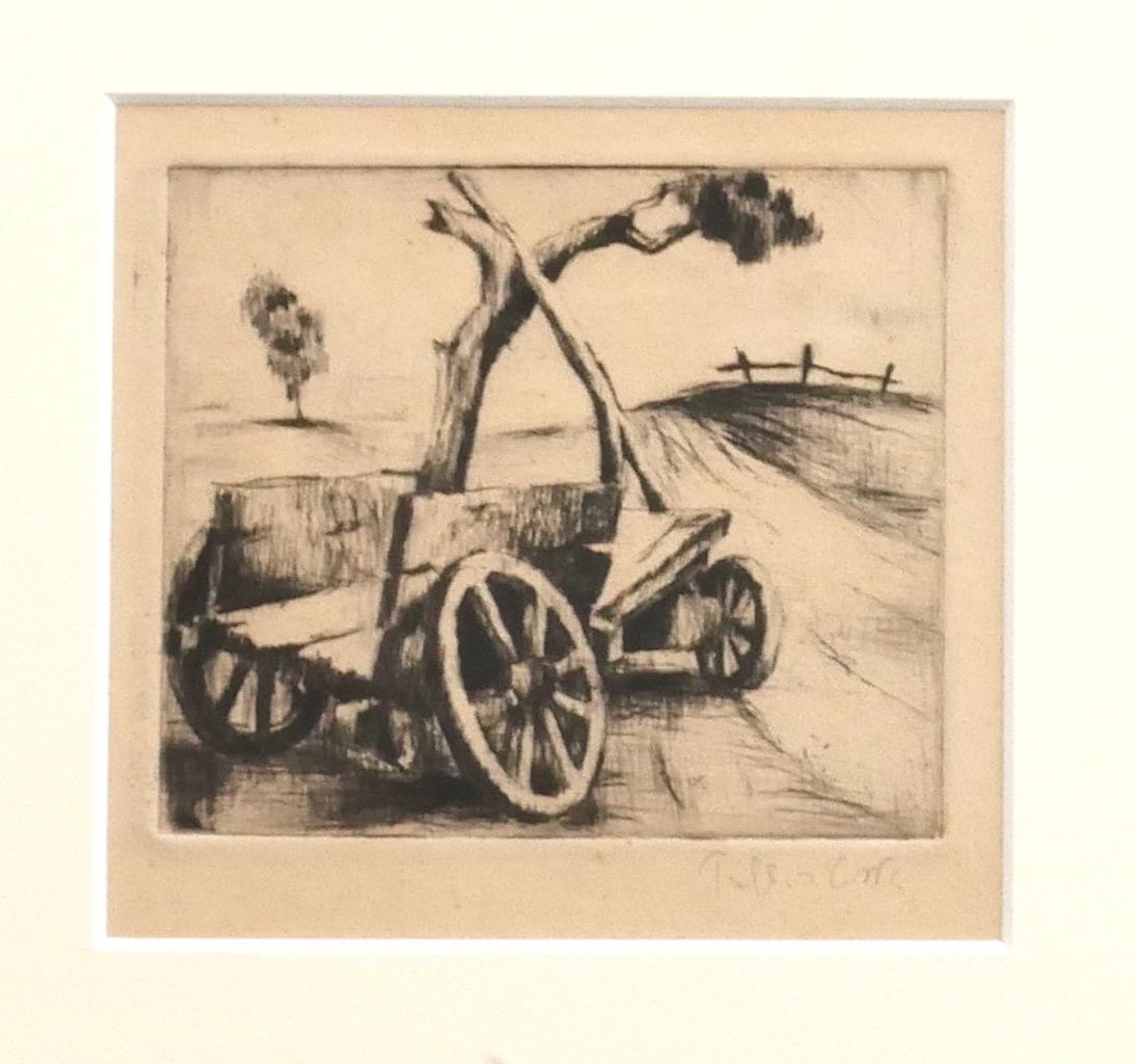 Unknown Figurative Print - Wagon - Original Etching - 1940 ca.