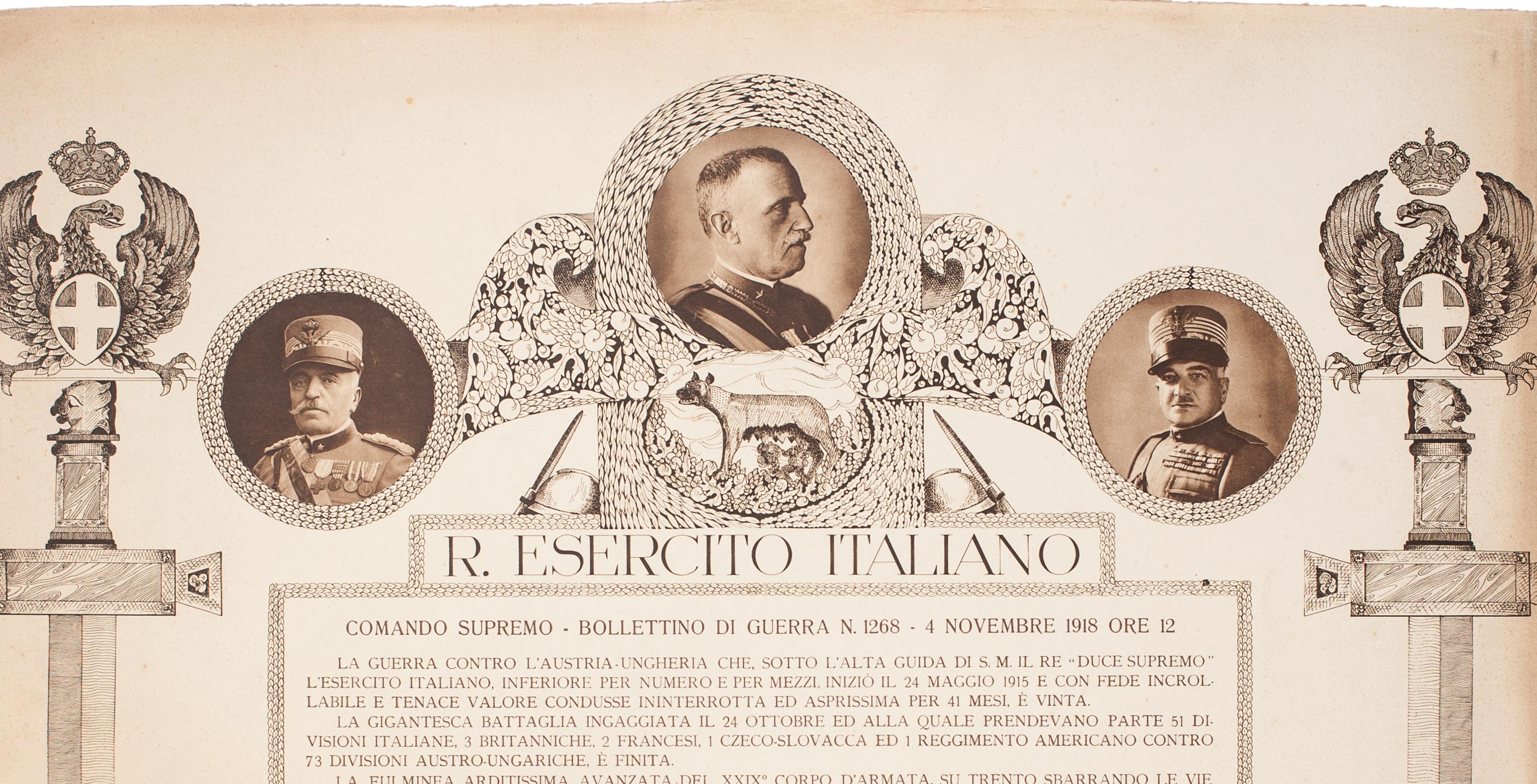 Boletín de guerra - Fotolitografía antigua sobre cartón - 1918 - Print de Unknown