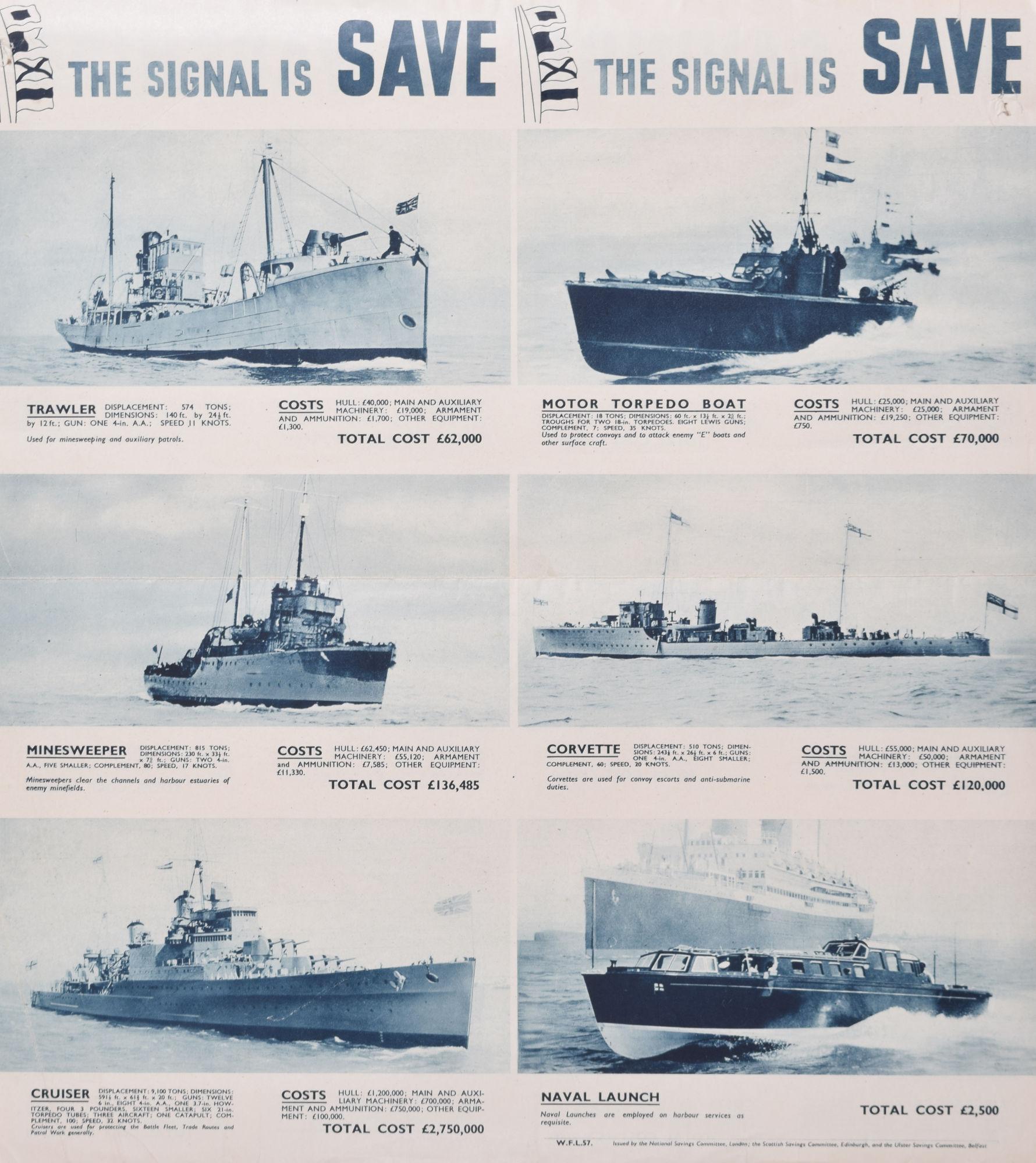 War Savings are Warships / The Signal is Save original vintage WW2 poster For Sale 2