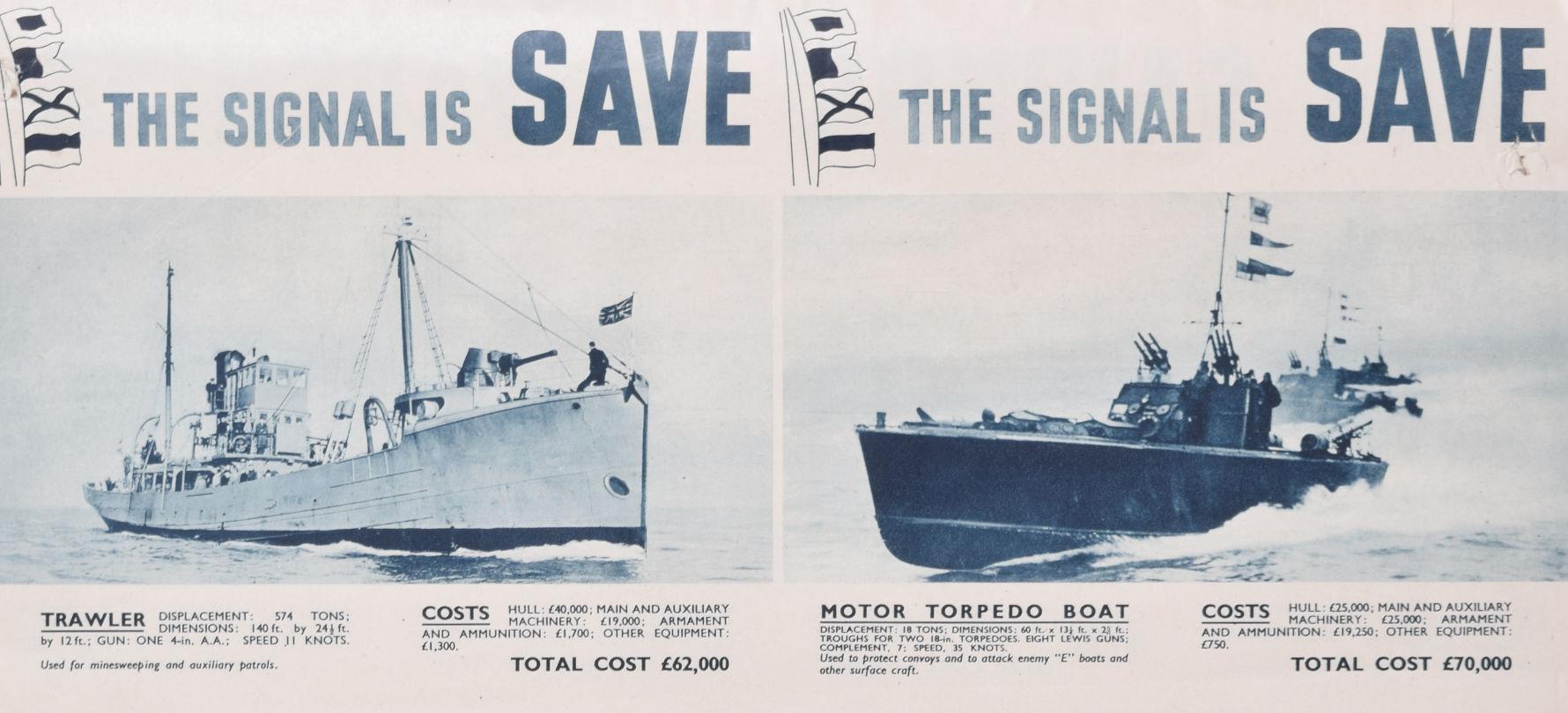 War Savings are Warships / The Signal is Save original vintage WW2 poster For Sale 3