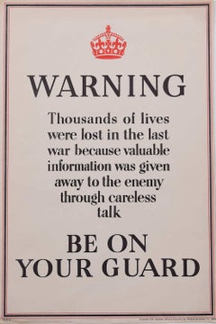 Attenzione, state in guardia - Poster originale d'epoca della Seconda Guerra Mondiale