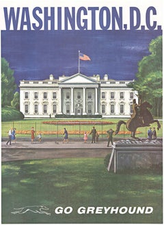 Washington D.C. Go Greyhound original Retro poster