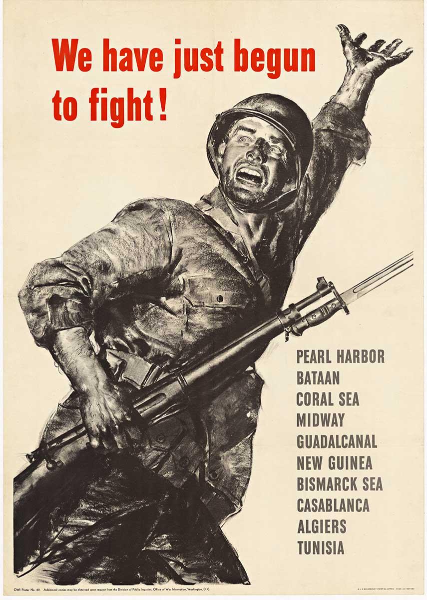 Unknown Portrait Print - We have just begun to fight!  Original World War 1 vintage poster