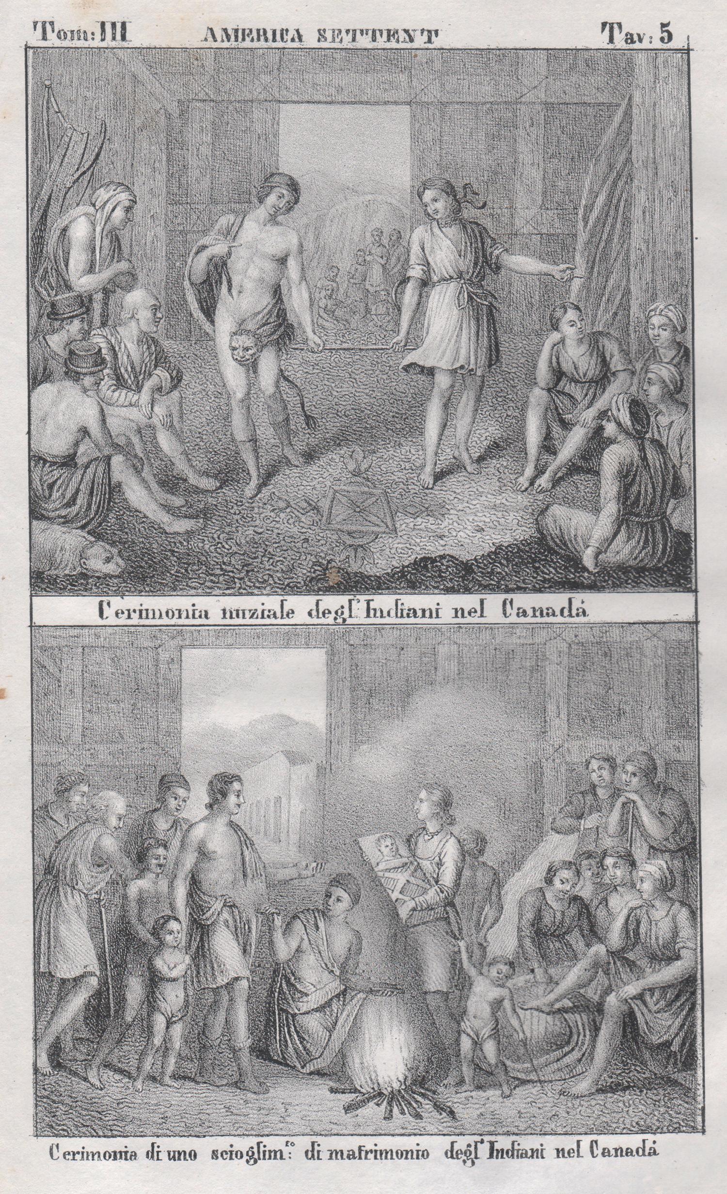 Wedding, Indigenous Peoples, Canada, North America, mid 19th century lithograph.