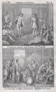 Wedding, Indigenous Peoples, Canada, North America, mid 19th century lithograph.