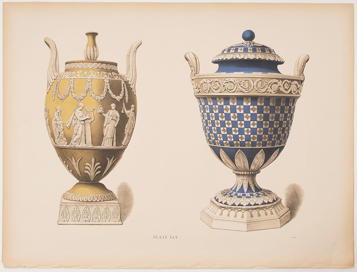 Wedgewood Vases, Green and Tri-colour Jaspar. Pl. XLV - Print by Unknown