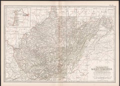 West Virginia. USA. Atlante di stato Century Atlas antica mappa d'epoca