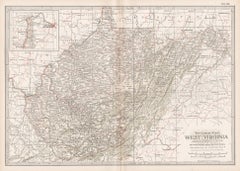 West Virginia. USA. Carte vintage ancienne de l'État d'Atlas du XXe siècle