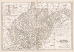 West Virginia. USA. Century Atlas state antique vintage map