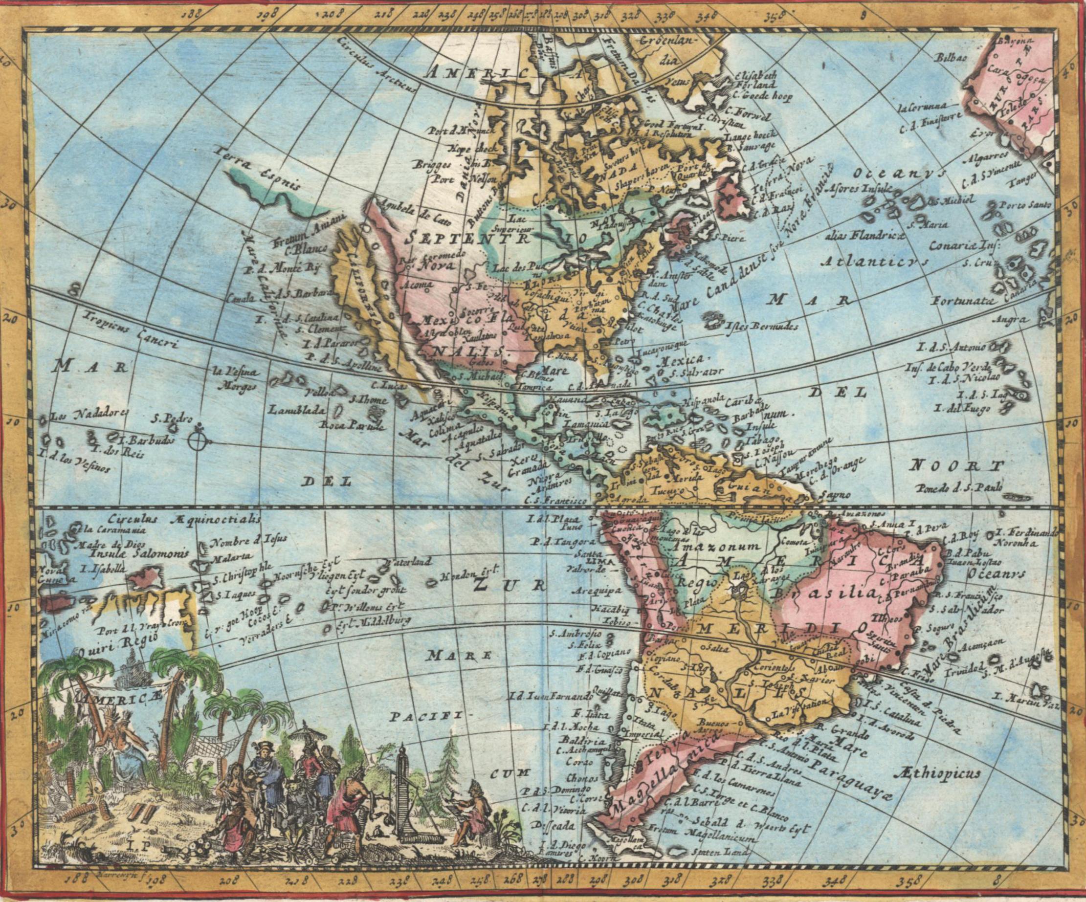 Western Hemisphere Map with California as an Island - Print by Unknown