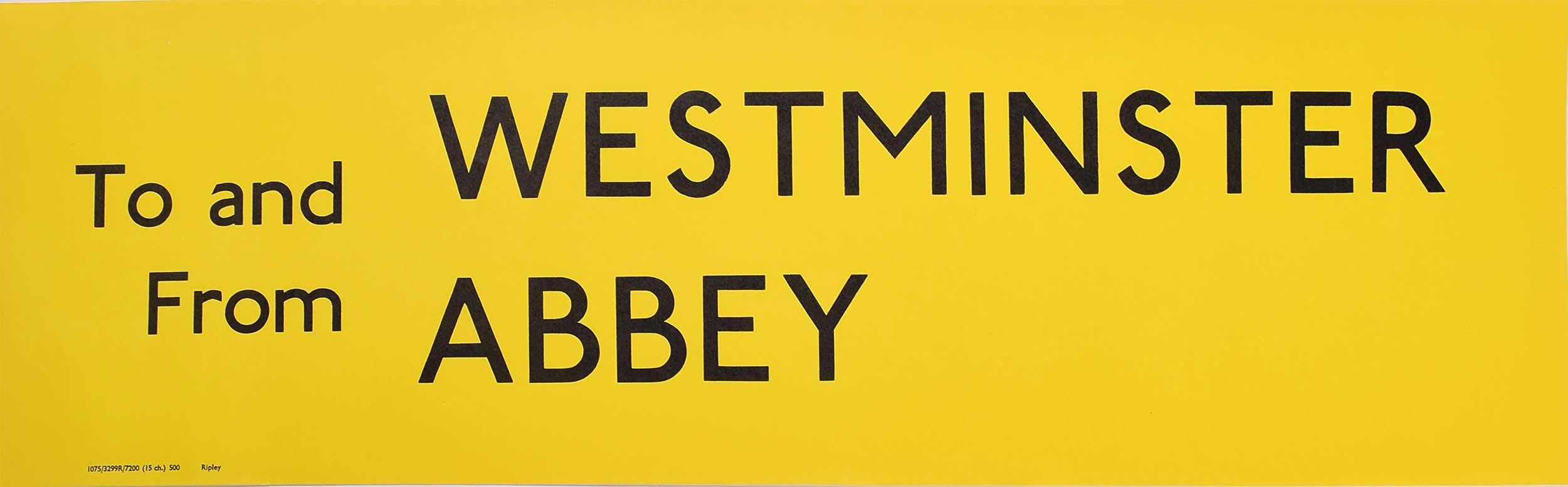 Unknown Print - Westminster Abbey, London England Routemaster Bus sign c. 1970 transport poster