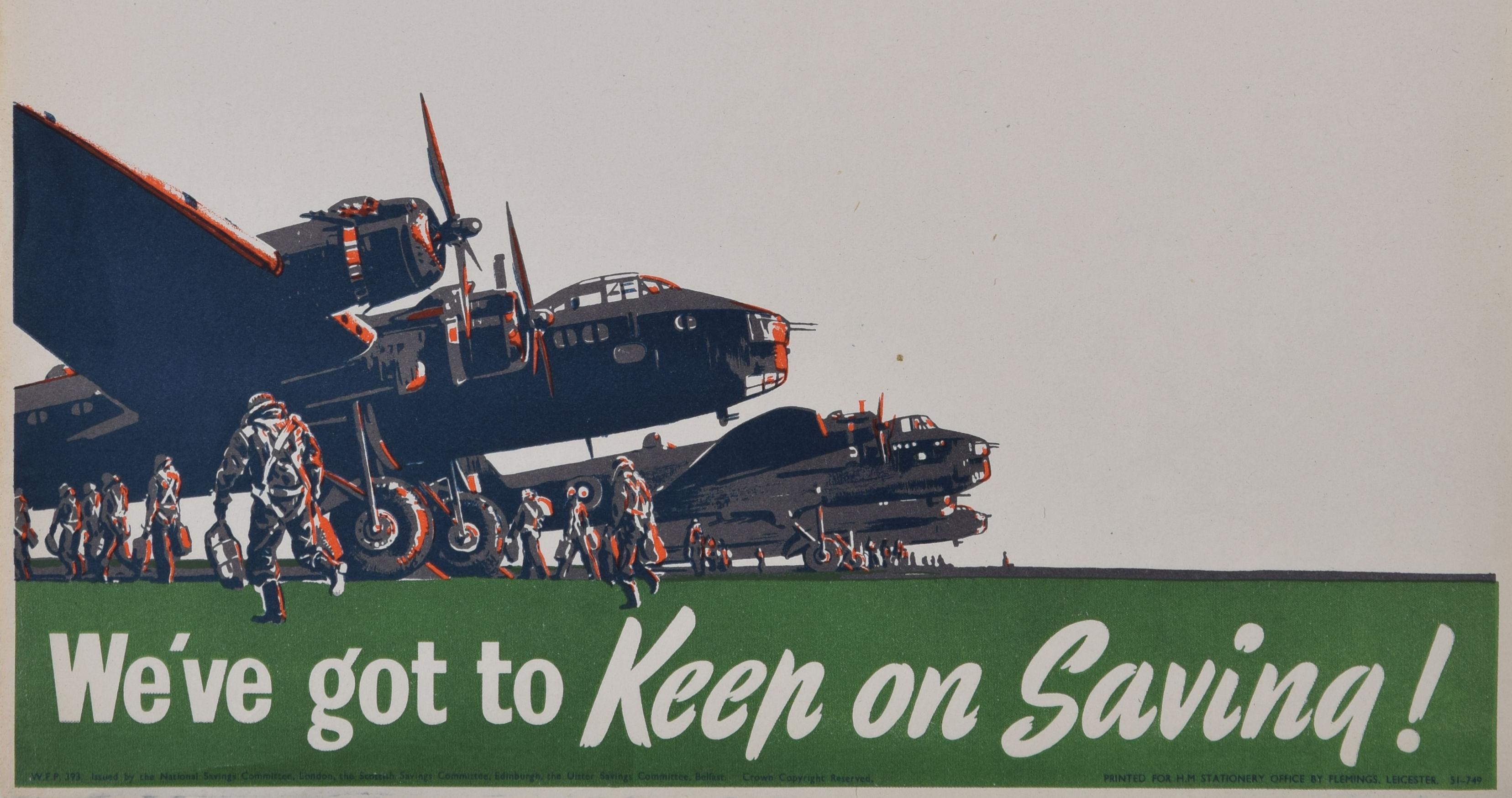 We've Got To Keep On Saving original vintage WW2 RAF Short Stirling poster For Sale 2