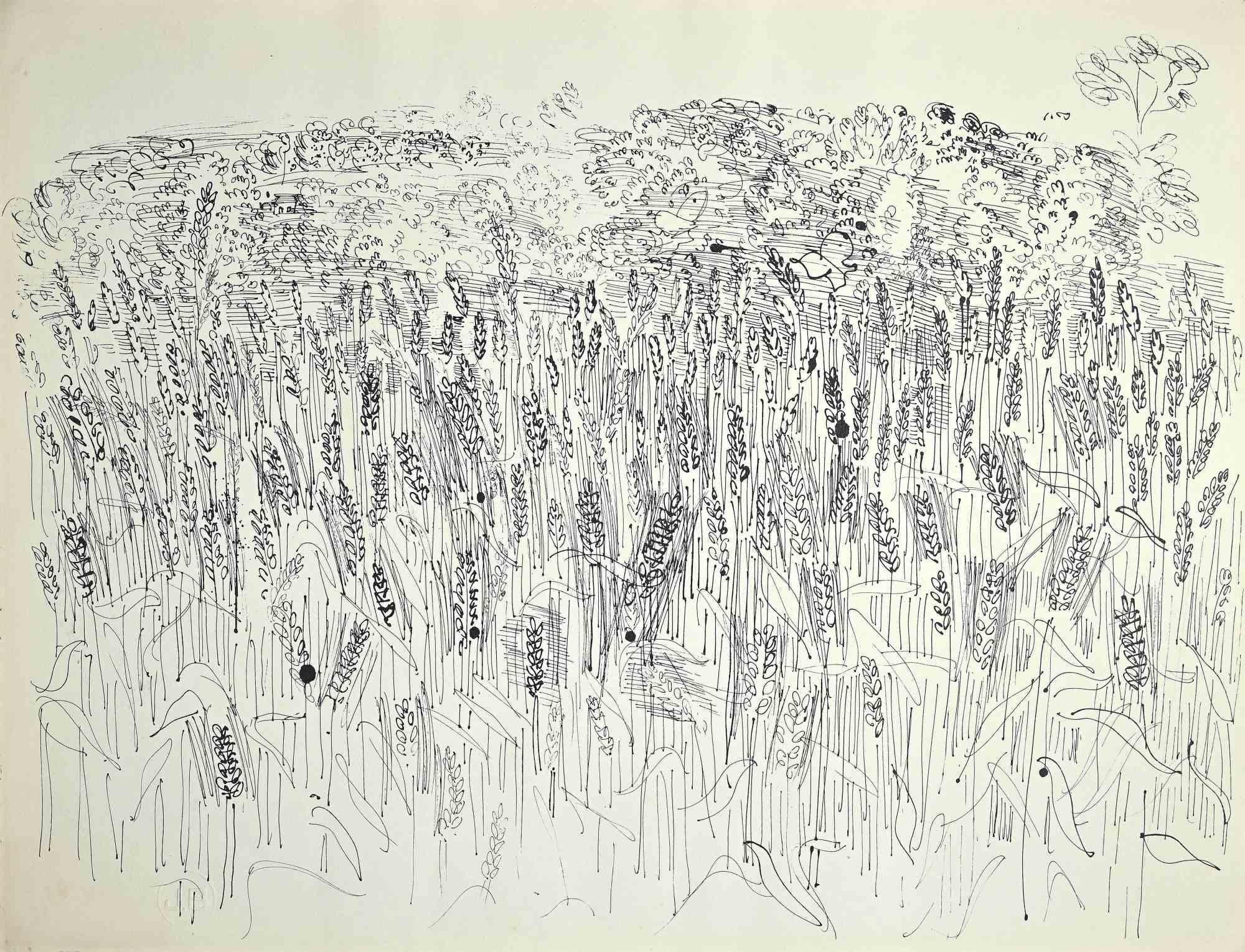 Unknown Figurative Print - Wheat Field - Original Lithograph by Raoul Dufy - 1933