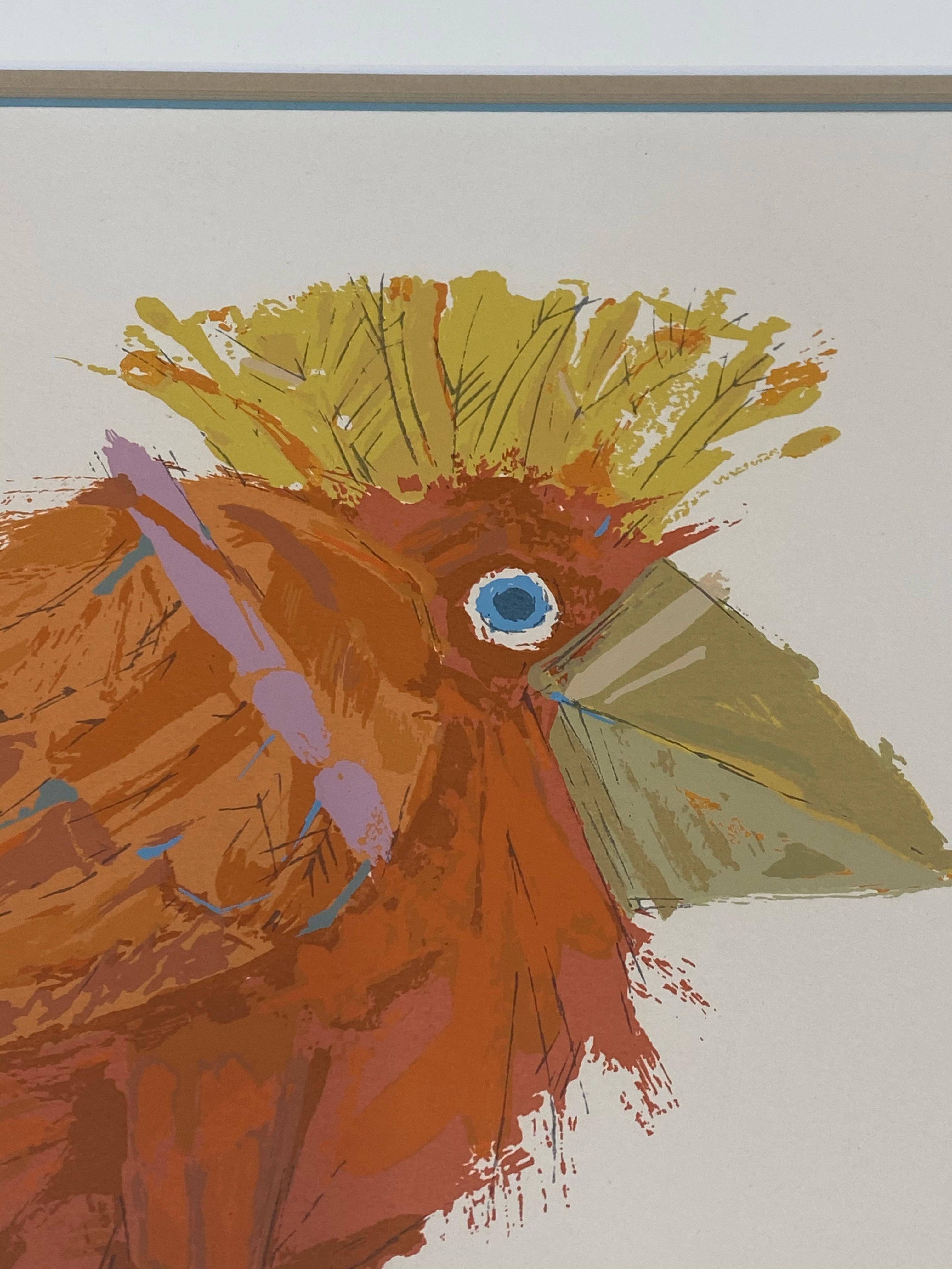 Uccello stravagante con piume arancioni 