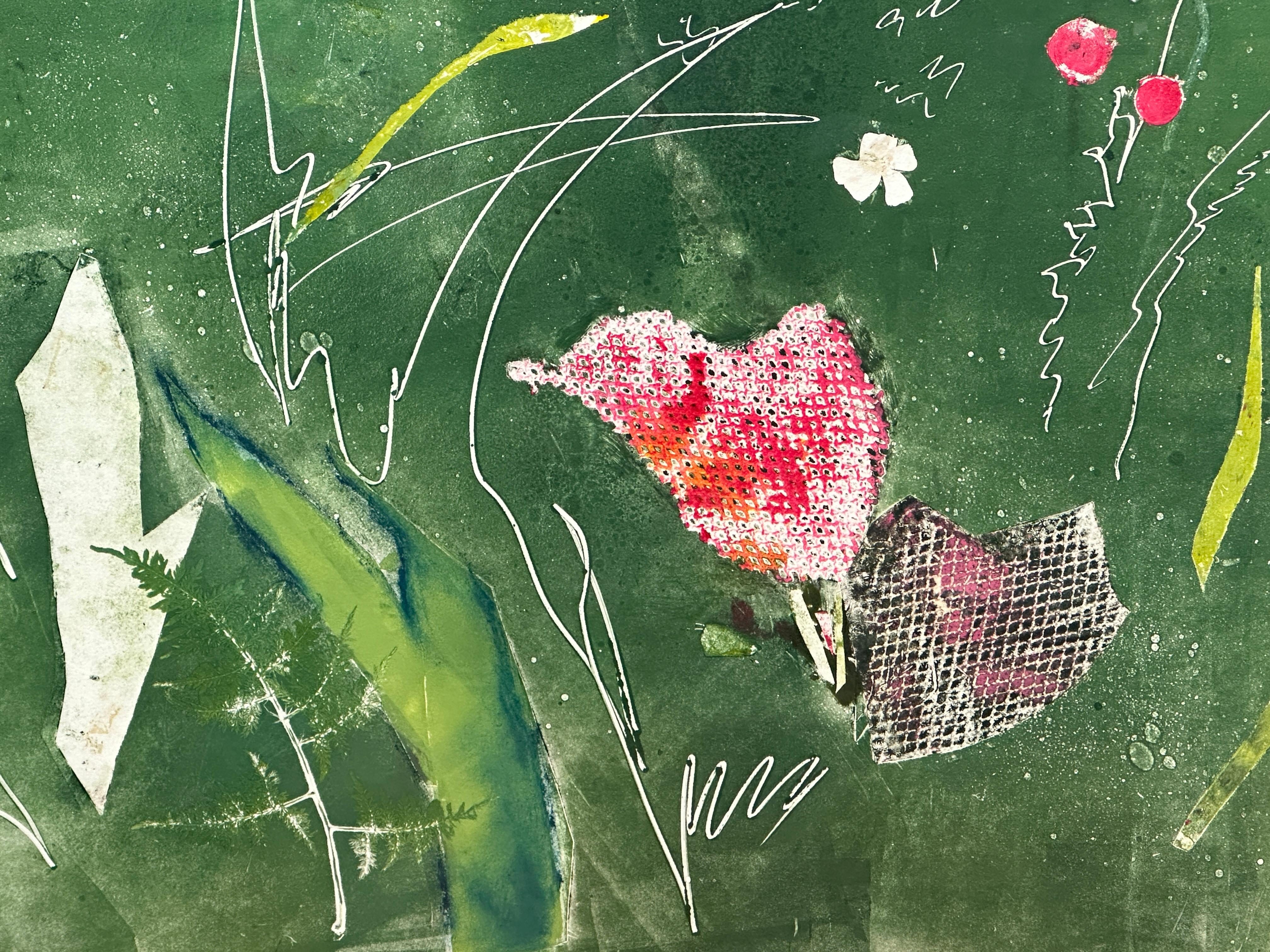  Whispers of Eternity Grüne und rosa halb-abstrakte Lithographie (Abstrakter Expressionismus), Print, von Unknown