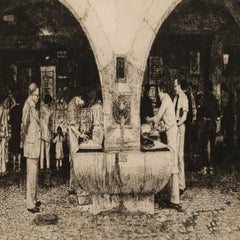 Wilfred R. E. Fairclough (1907-1996) - Framed 1986 Etching, Italian Fishmongers