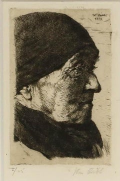 Wilhelm Leibl (1844-1900) - 1874 Etching, Portrait of an Elderly Man