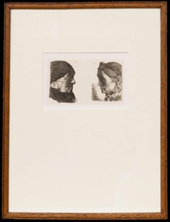 Wilhelm Leibl (1844-1900) - Framed 1874 Etching, Elderly Man and Woman