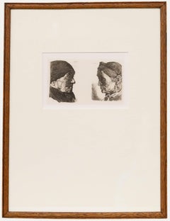 Wilhelm Leibl (1844-1900) - Framed 1874 Etching, Elderly Man and Woman