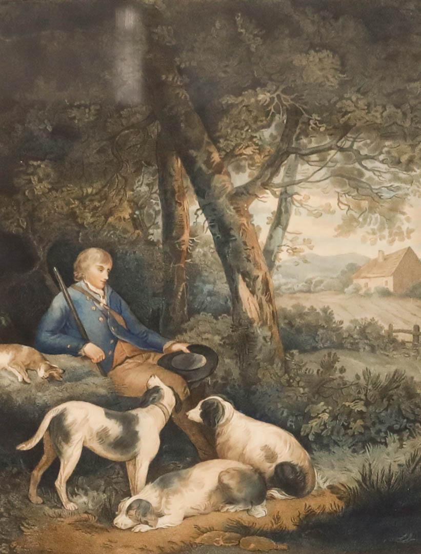 William Bond after George Morland - 1803 Stipple Engraving, The Weary Sportsman - Print by Unknown