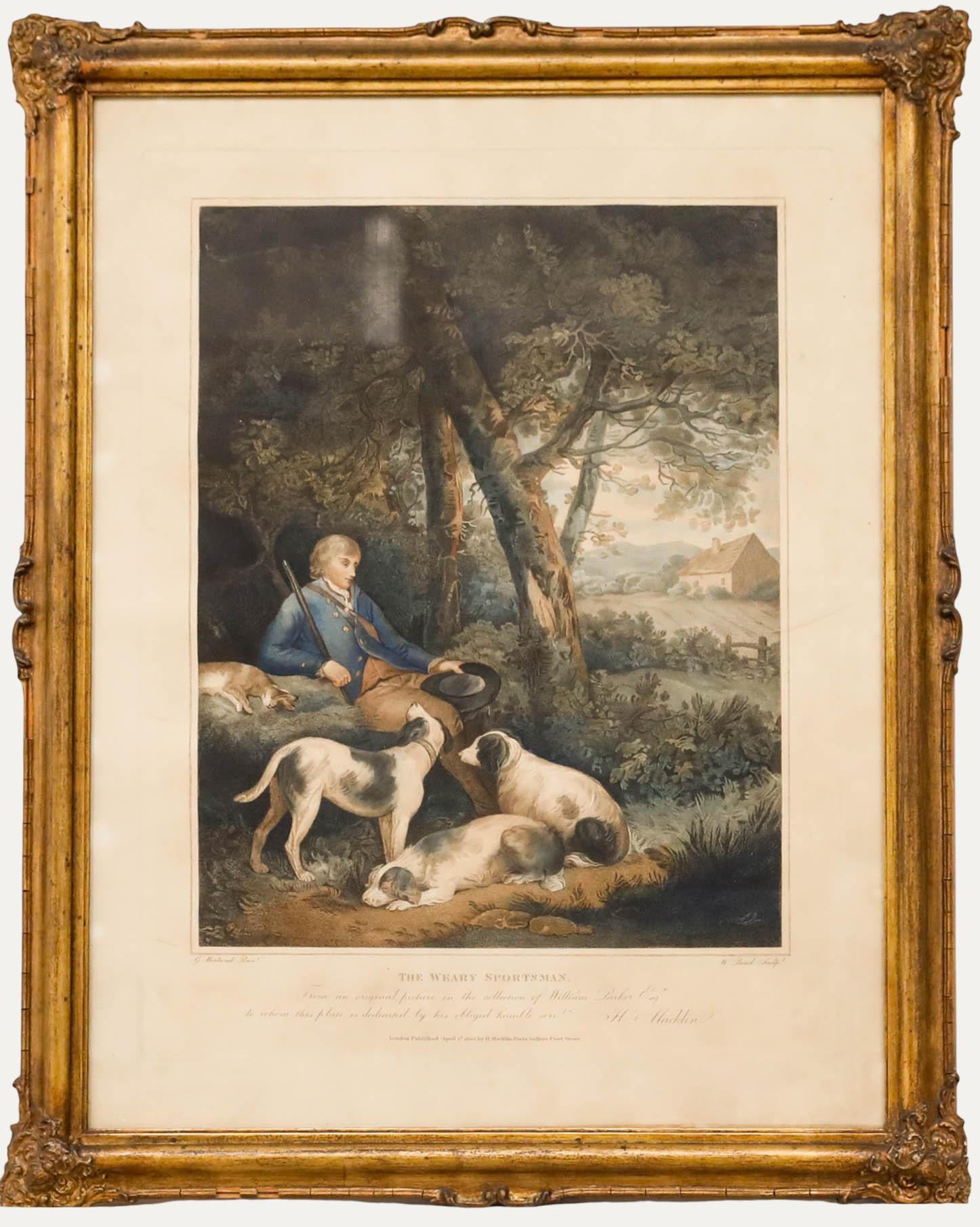 William Bond after George Morland - 1803 Stipple Engraving, The Weary Sportsman