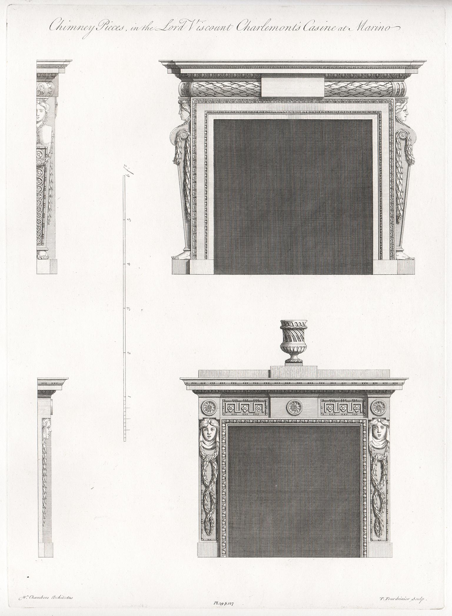 Unknown Landscape Print - William Chambers Georgian Architecture - Chimney Pieces