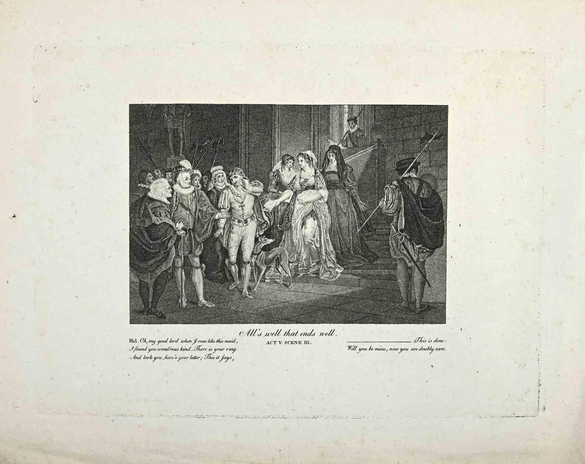 Unknown Figurative Print - William Shakespeare's "All's Well That Ends Well"after Wheatley- Etching - 1850s