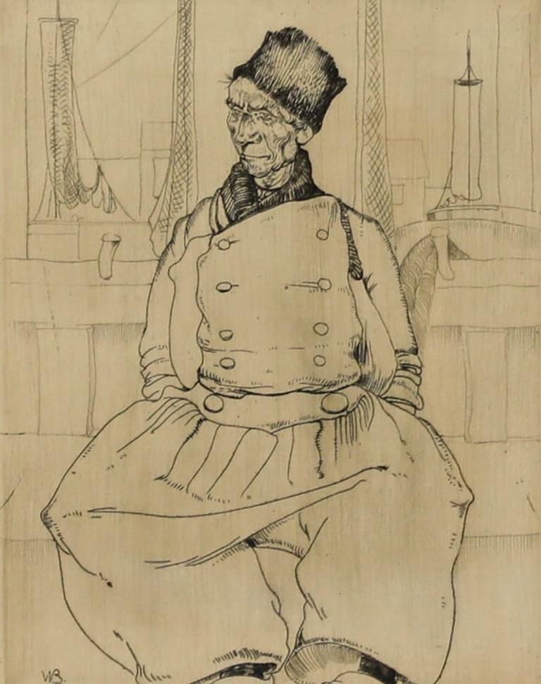 William van den Berg (1886-1970) - Acquaforte dell'inizio del XX secolo, L'olandese - Print di Unknown