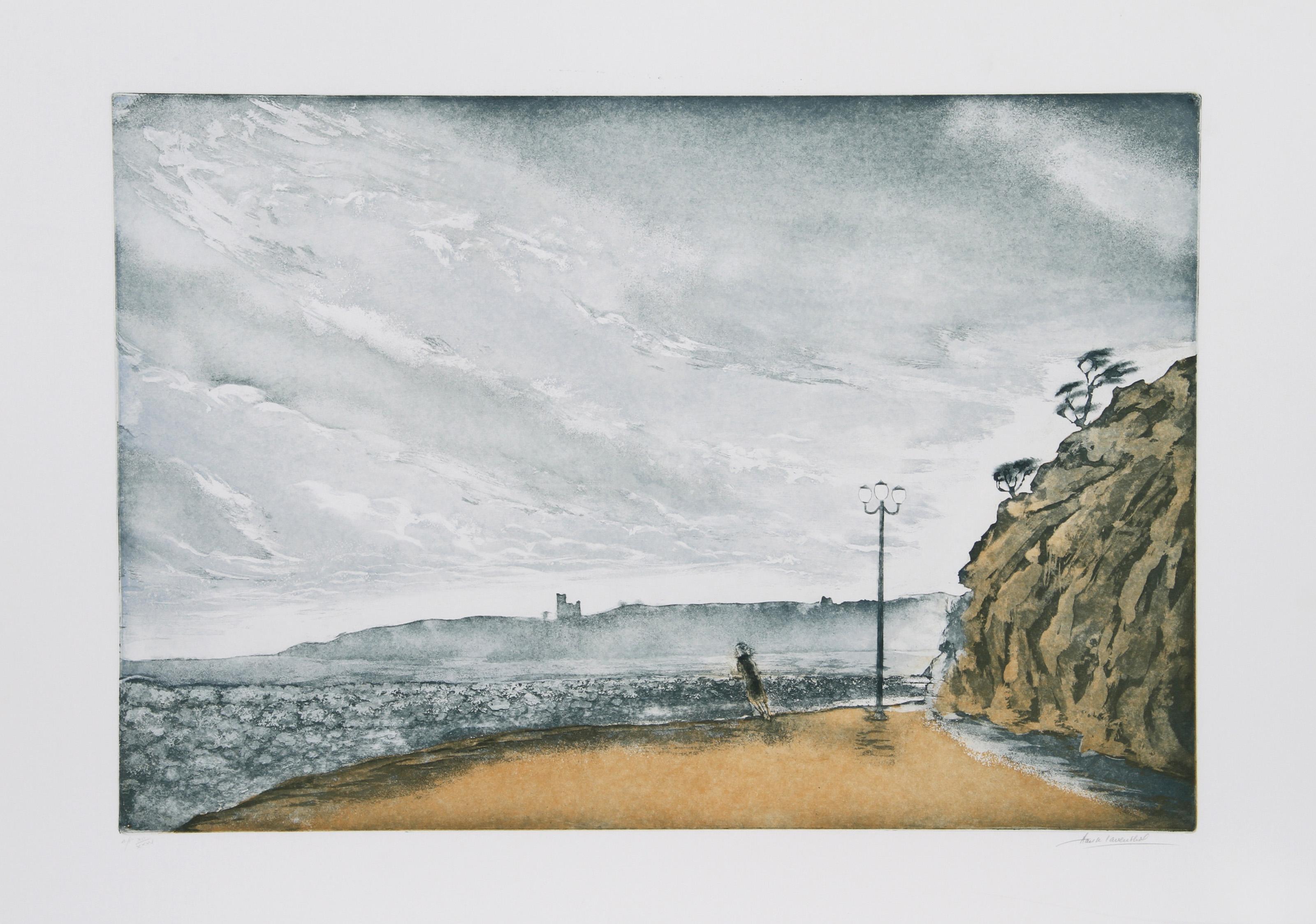 Windy Beach, acquaforte surrealista all'acquatinta di Hank Laventhol