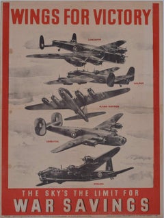 Wings For Victory, cartel original de época de la Segunda Guerra Mundial