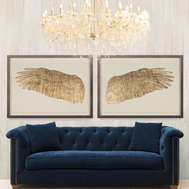 Wings of Love, left wing, gold leaf, unframed - Print by Unknown