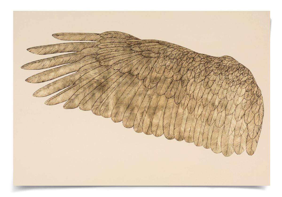 Unknown Animal Print - Wings of Love, left wing, gold leaf, unframed